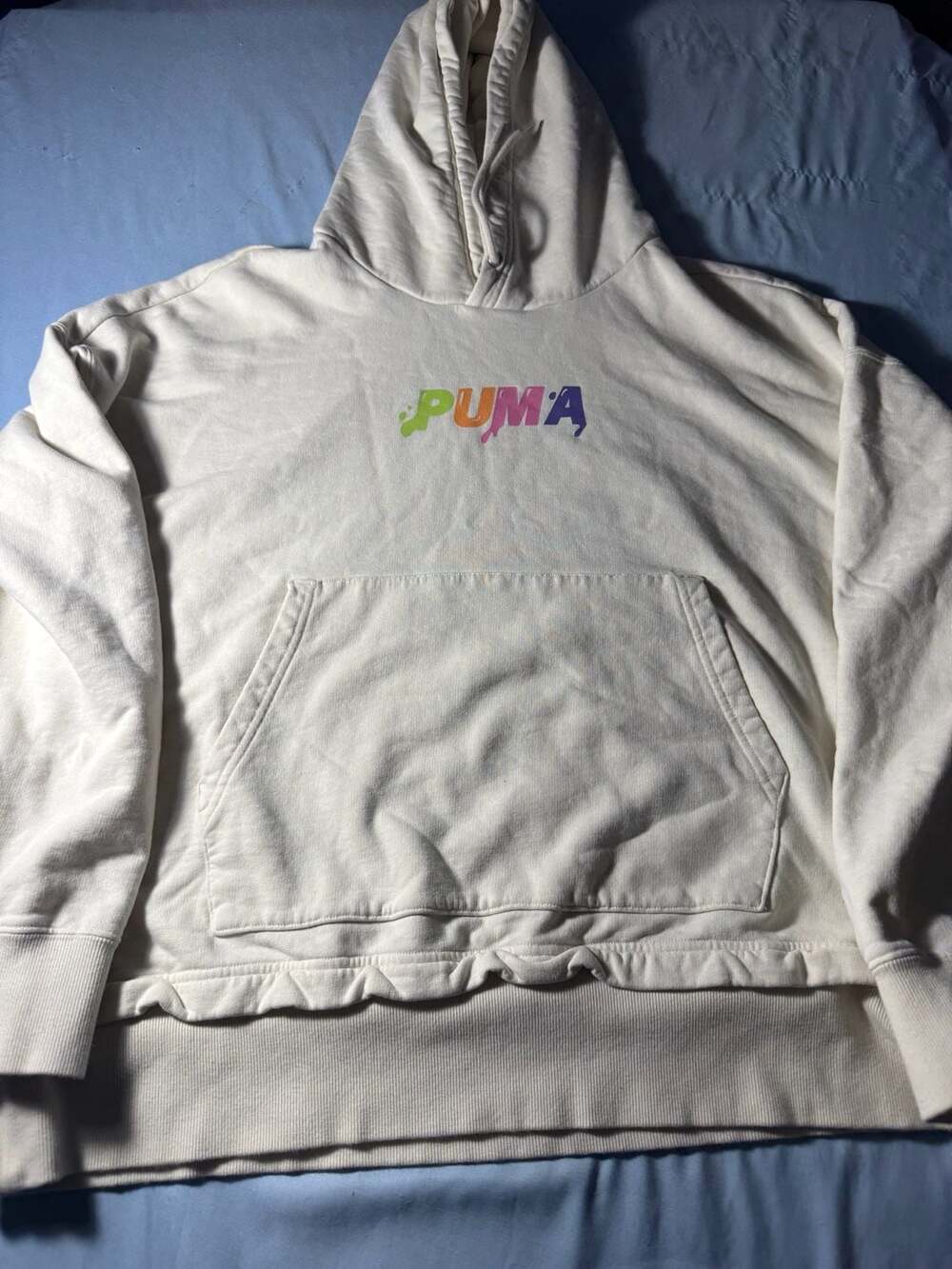 Puma Downtown Graphic Hoodie Size XXL Off White